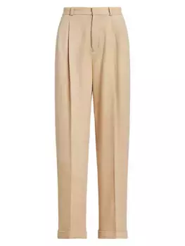 Широкие шерстяные брюки с узором «елочка» Polo Ralph Lauren, цвет taupe herringbone