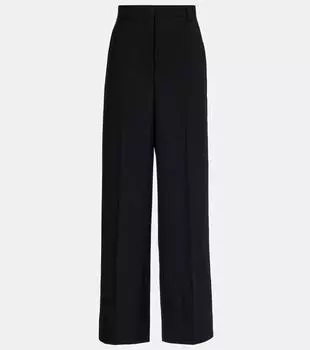 Широкие шерстяные брюки с высокой посадкой Stella McCartney, черный