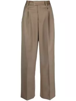 Широкие шерстяные брюки строгого кроя ARMARIUM, коричневый