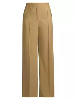 Широкие шерстяные брюки Tory Burch, цвет deep sand