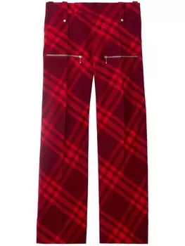 Широкие шерстяные брюки в клетку Burberry, красный