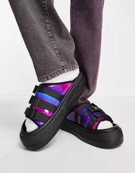 Широкие шлепанцы с разноцветным принтом ASOS DESIGN