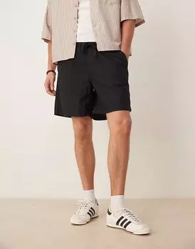 Широкие шорты из льняной смеси ASOS DESIGN черного цвета