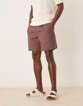 Широкие шорты из льняной смеси ASOS DESIGN коричневого цвета