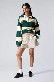 Широкие шорты с эффектом потертости Weekday, бежевый