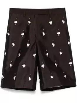 Широкие шорты с вышивкой Goose THOM BROWNE, коричневый