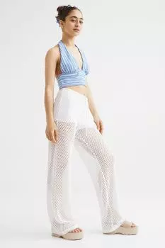 Широкие штаны без застежки. H&amp;M, белый