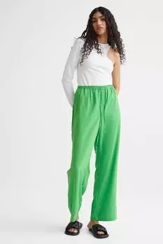 Широкие штаны без застежки. H&M, зеленый