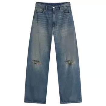Широкие синие джинсы с эффектом потертости Mm6 Maison Margiela, синий