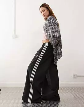 Широкие спортивные брюки Adicolor черного цвета adidas Originals