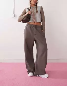 Широкие спортивные брюки из плотного джерси серого цвета для будних дней