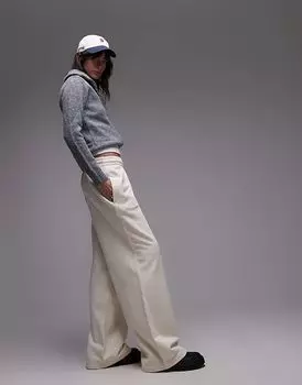Широкие спортивные брюки кремового цвета Lacoste