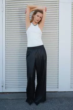 Широкие спортивные брюки с покрытием H&M, черный