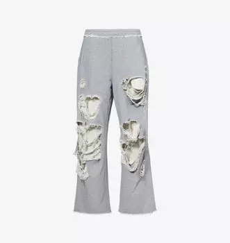 Широкие спортивные штаны из хлопкового трикотажа с высокой посадкой и потертостями Monster Jaded London, серый