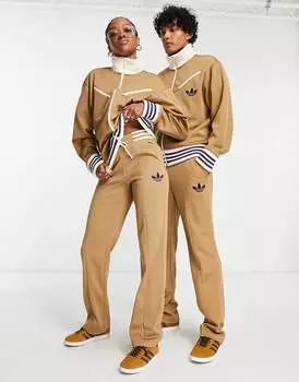 Широкие спортивные штаны унисекс adidas Originals 'adicolor 70s' коричневого цвета