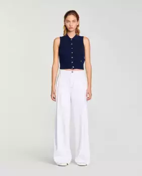 Широкие стеганые женские джинсы Sandro, белый