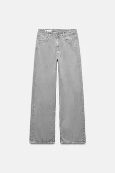 Широкие струйные брюки с эффектом денима ZARA, серый