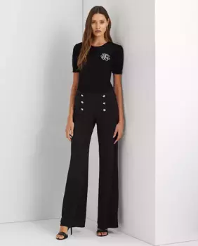 Широкие струящиеся женские брюки Lauren Ralph Lauren, черный