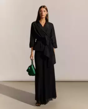 Широкие струящиеся женские брюки Woman Fiesta El Corte Ingls, черный