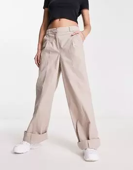 Широкие свободные брюки чинос песочного цвета ASOS DESIGN