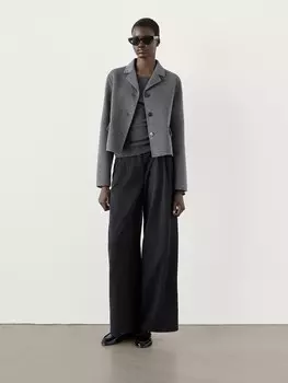 Широкие свободные брюки с вытачками Massimo Dutti, синий