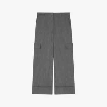 Широкие тканые брюки Rosalind в тонкую полоску Lk Bennett, серый