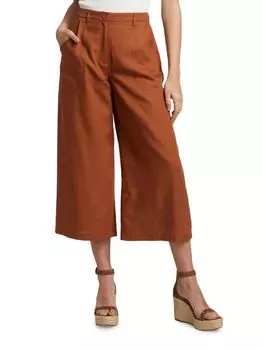 Широкие тканые брюки с высокой посадкой Elie Tahari, цвет Summer Bark