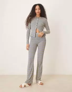 Широкие трикотажные брюки ASOS DESIGN в сине-желтую полоску