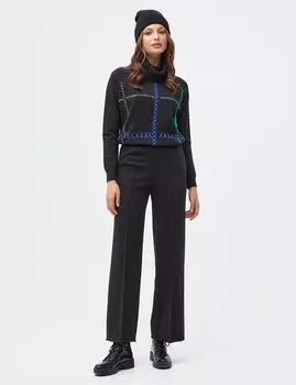 Широкие трикотажные брюки черные Kayra