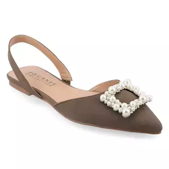 Широкие туфли Hannae с открытой пяткой на плоской подошве Journee, коричневый