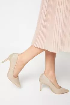 Широкие туфли-лодочки Dame на высокой шпильке с блестками Dorothy Perkins, золото