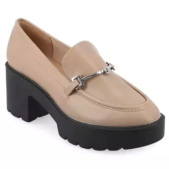 Широкие туфли-лоферы Kezziah на блочном каблуке Journee, коричневый