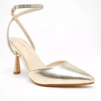 Широкие туфли на каблуке из фольги Quiz, металлик