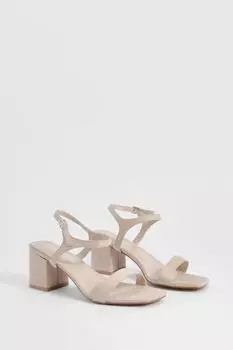 Широкие туфли на низком блоке из 2 частей на каблуке boohoo, нюд