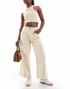 Широкие укороченные брюки ASOS DESIGN, выстиранные в песочном цвете