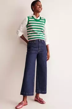 Широкие укороченные джинсы с высокой посадкой Boden, синий