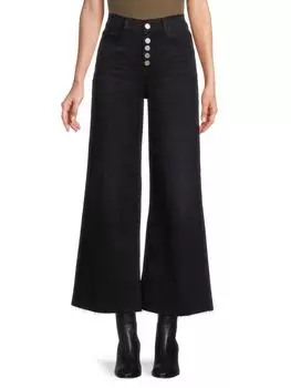 Широкие укороченные джинсы со средней посадкой Palazzo Frame, темно-синий