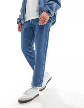 Широкие укороченные неэластичные джинсы Jack & Jones Mark среднего синего цвета