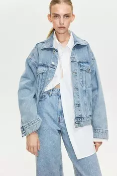 Широкие ультра-высокие джинсы Curvy fit H&M, голубой