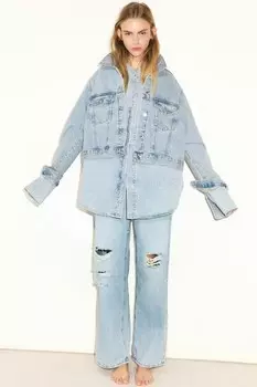 Широкие ультра высокие джинсы H&M, голубой