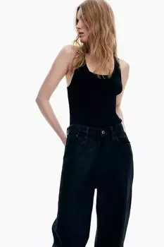 Широкие ультравысокие джинсы H&M, черный