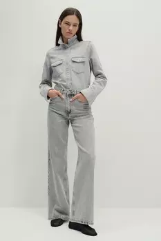 Широкие ультравысокие джинсы H&M, серый