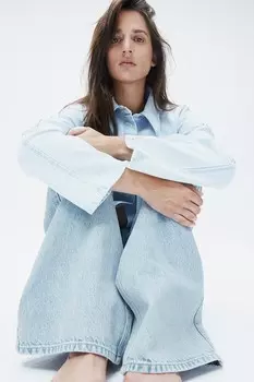 Широкие ультравысокие джинсы H&M, синий
