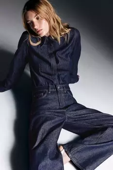 Широкие ультравысокие джинсы H&M, синий