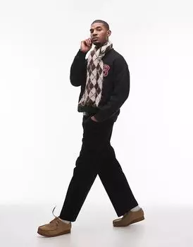 Широкие вельветовые брюки черного цвета Topman