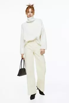 Широкие вельветовые брюки H&amp;M, сливочный