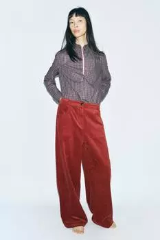 Широкие вельветовые брюки коллекция zw ZARA, цвет Brick
