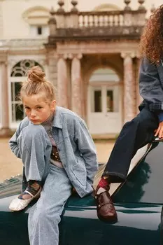 Широкие вельветовые брюки с эффектом потертости ZARA, синий