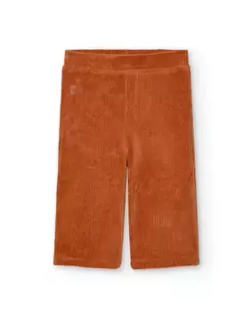 Широкие вельветовые штаны для девочки на резинке на талии Boboli, коричневый