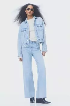 Широкие высокие джинсы H&amp;M, светло-голубой деним